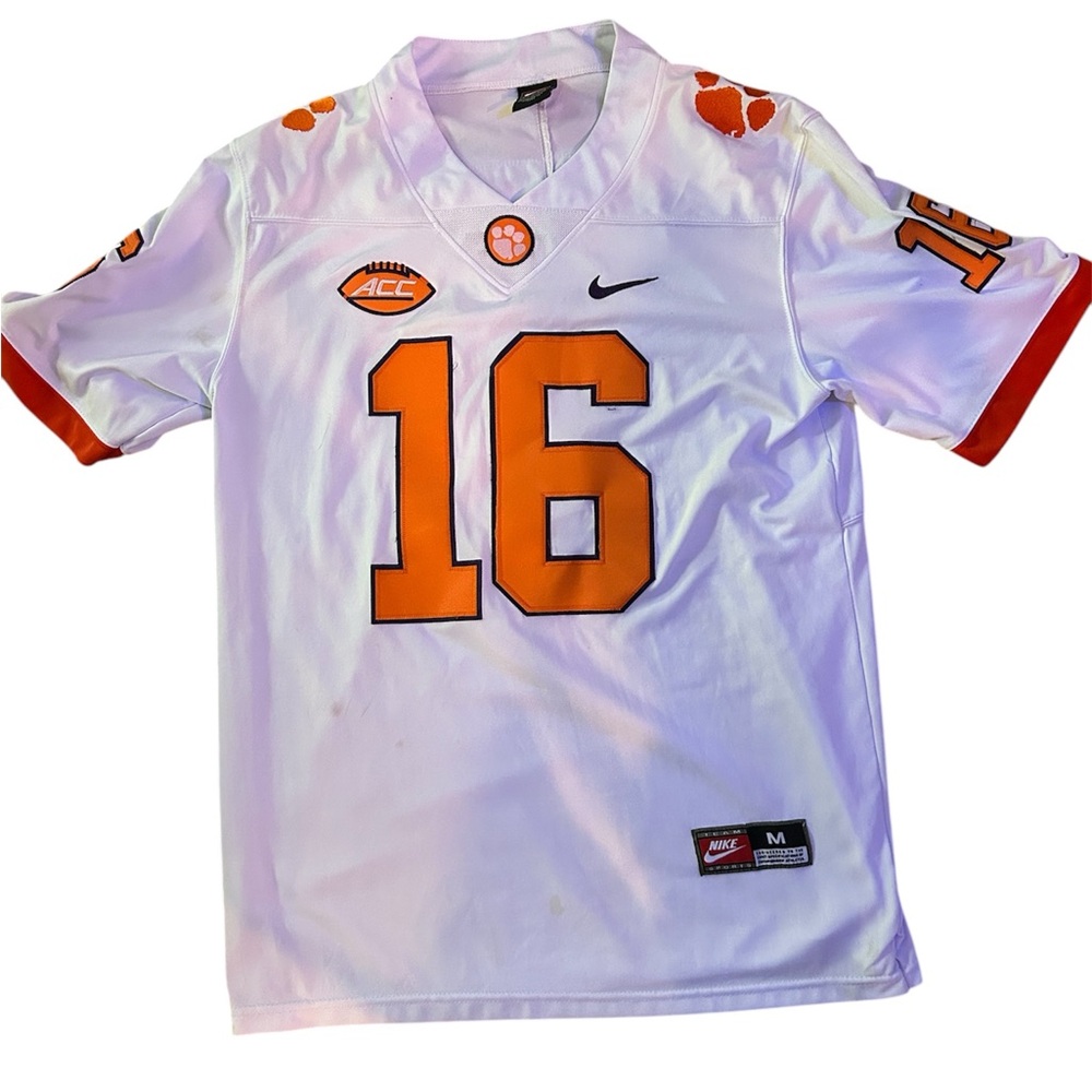 Nike Clemson Lawrence White and Orange Football Jersey